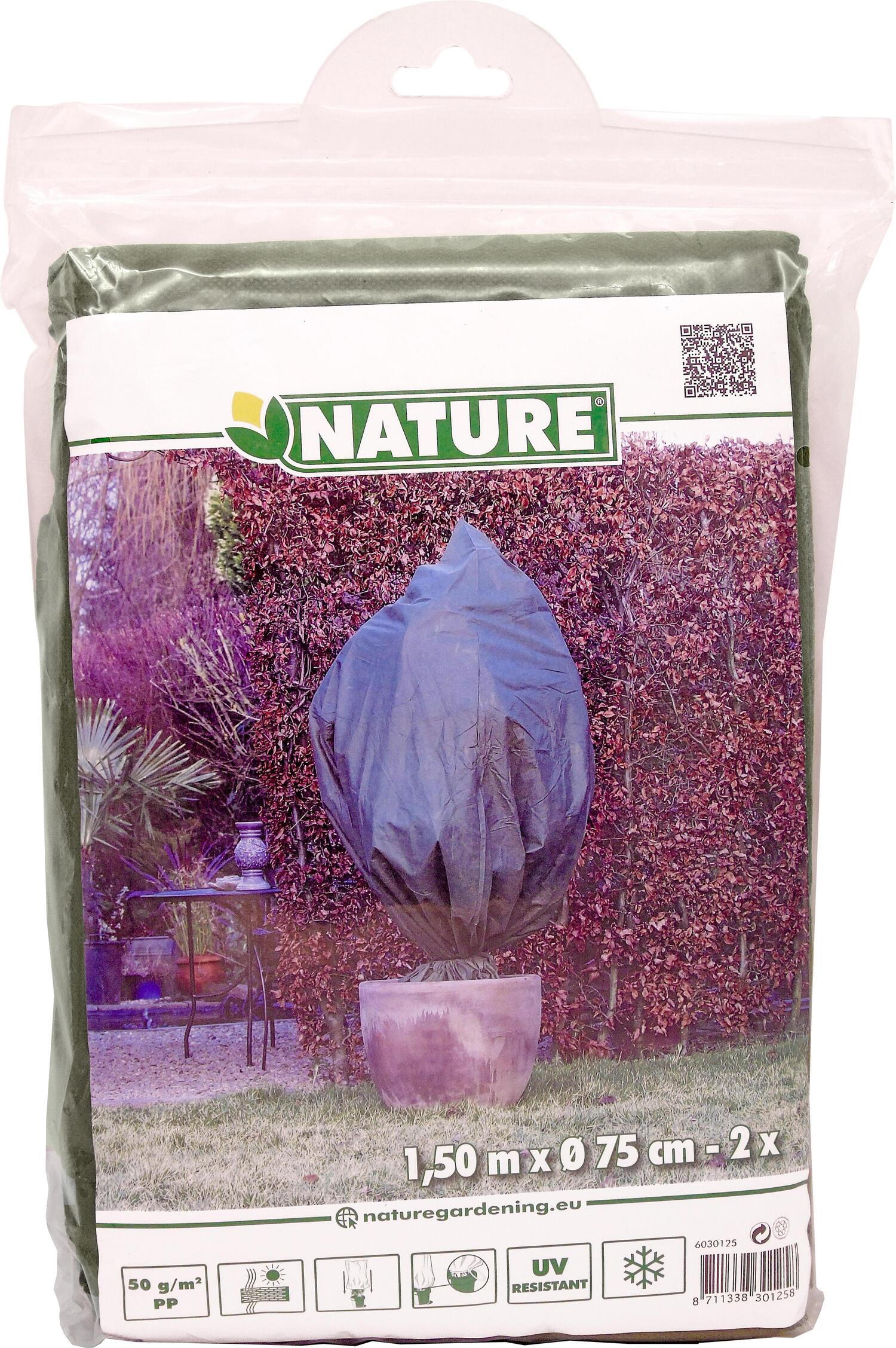 Nature winterhoes met koord D75cm x 1,50m 50 g/m² 2 stuks groen