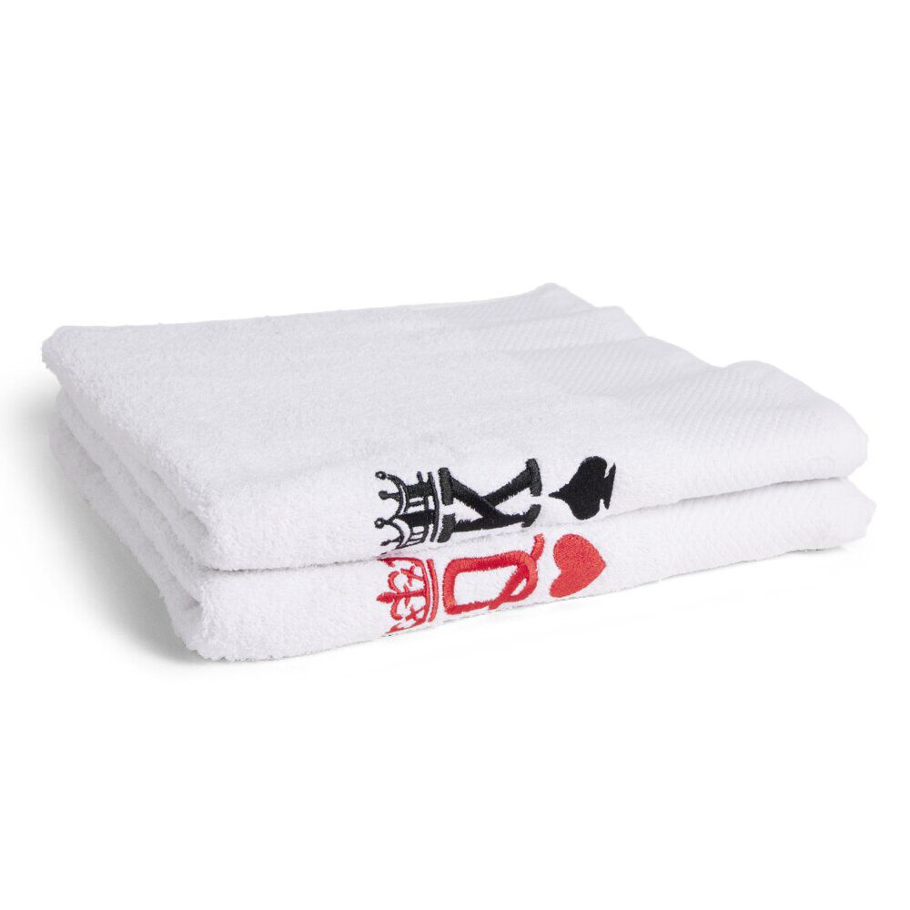 Lot de 2 serviettes brodées King et Queen 70xL130cm