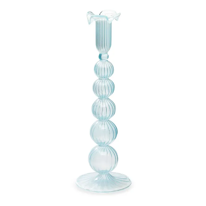 Anna + Nina Bougeoir Cloudy en verre | Bleu