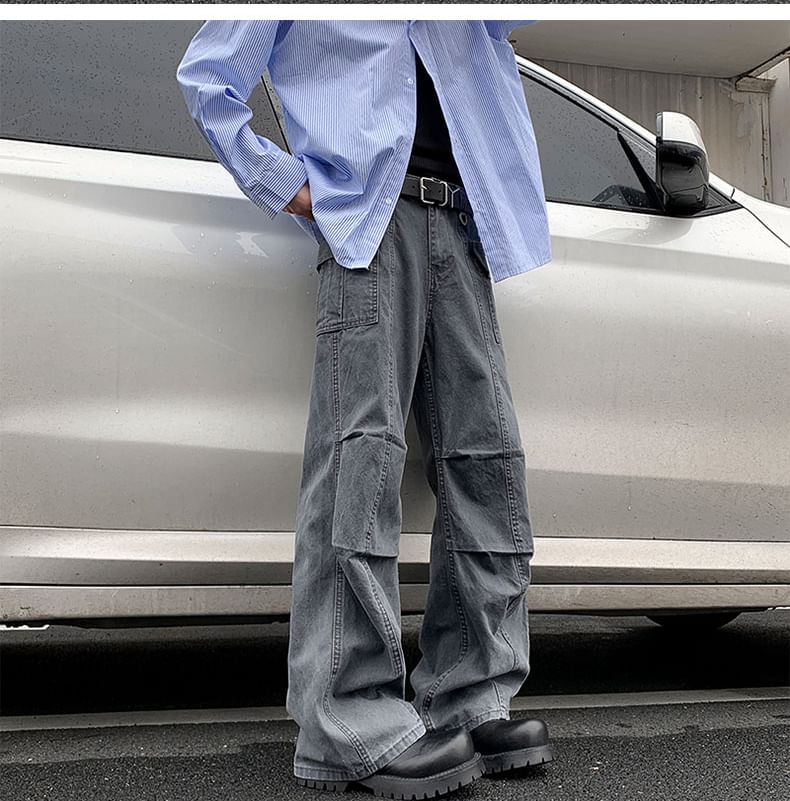 Filmas - Mid Rise Washed Wide Leg Cargo Pants