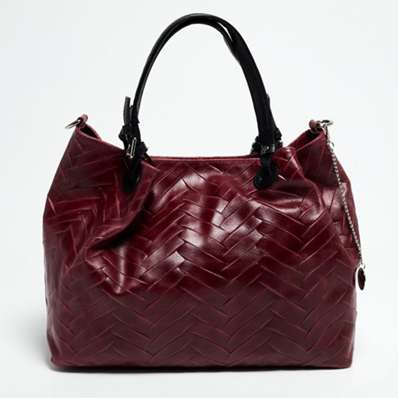 Christian Laurier Sac à main en Cuir tressé Lina bordeaux - 39.5x19x32.5 cm