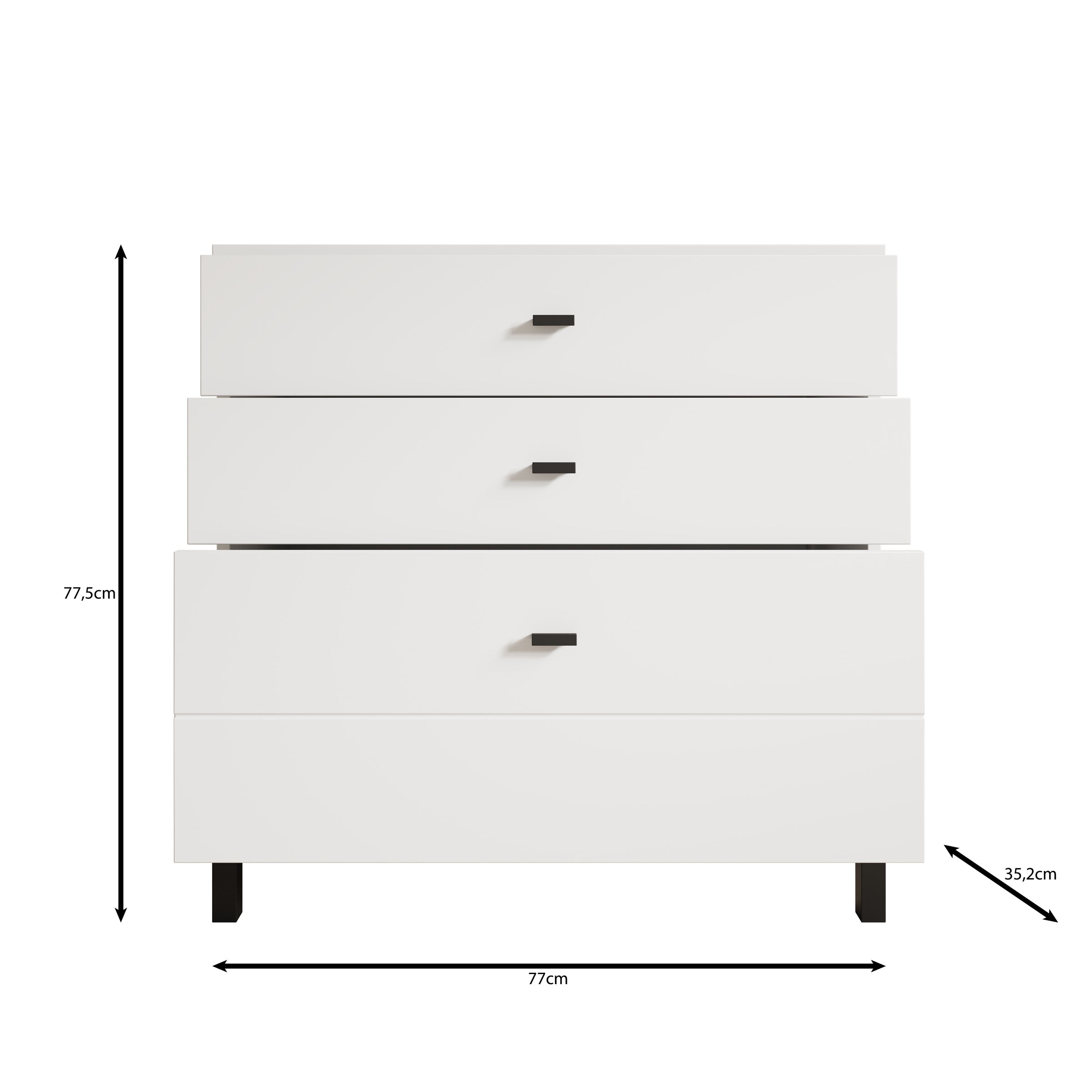 Avellio - Ladekast met 3 lades - Eikenpatroon - 77x35x78 cm