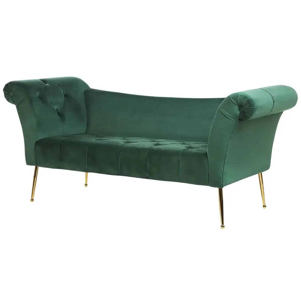 NANTILLY - Chaise longue - Groen - Symmetrisch - Fluweel