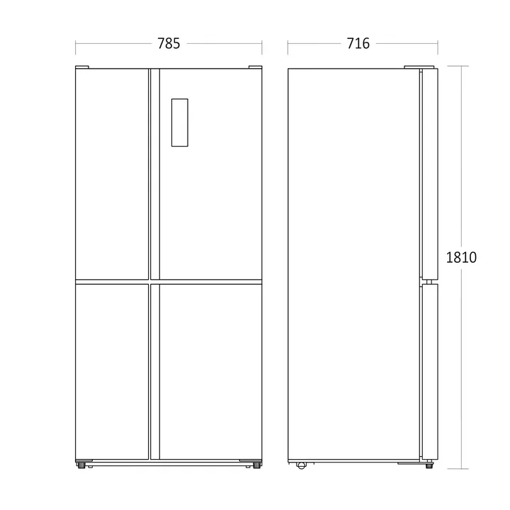 Scandomestic SKF 481 X - Amerikanerkøleskab - bredde: 78.5 cm - dybde: 71.6 cm - højde: 181 cm - 492 liter - Rustfrit stål
