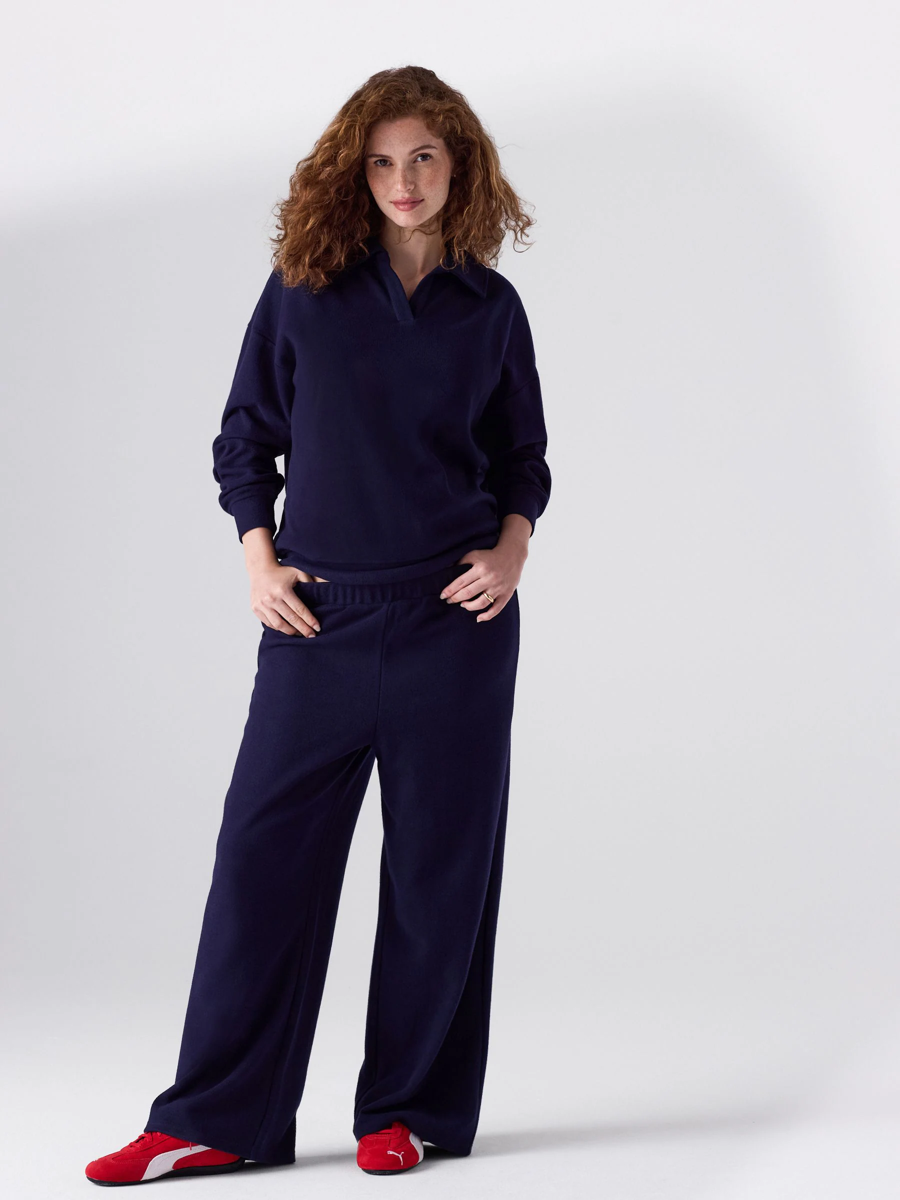 Donkerblauw - Behaaglijke zwangerschapsbroek met wijde pijpen