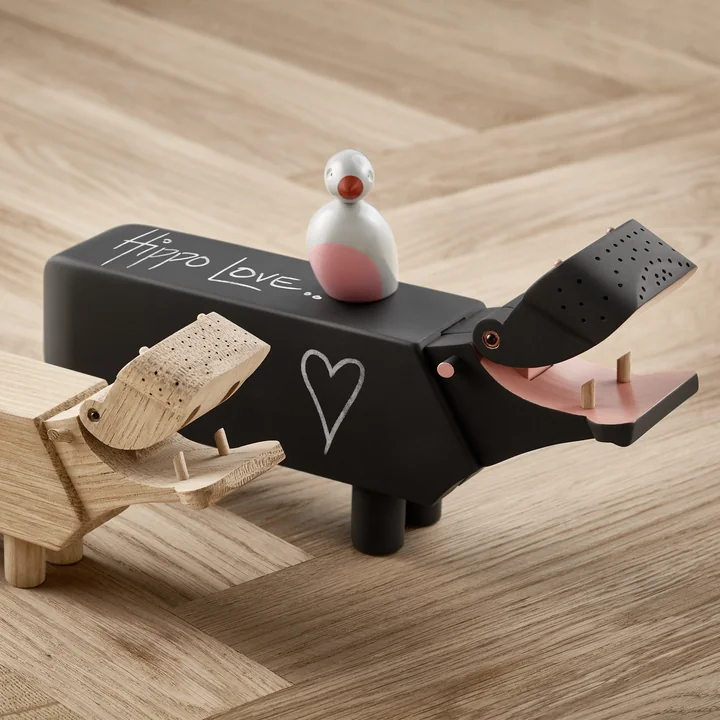 Kay Bojesen - Holz-Flusspferd, H 9 cm Buche grau