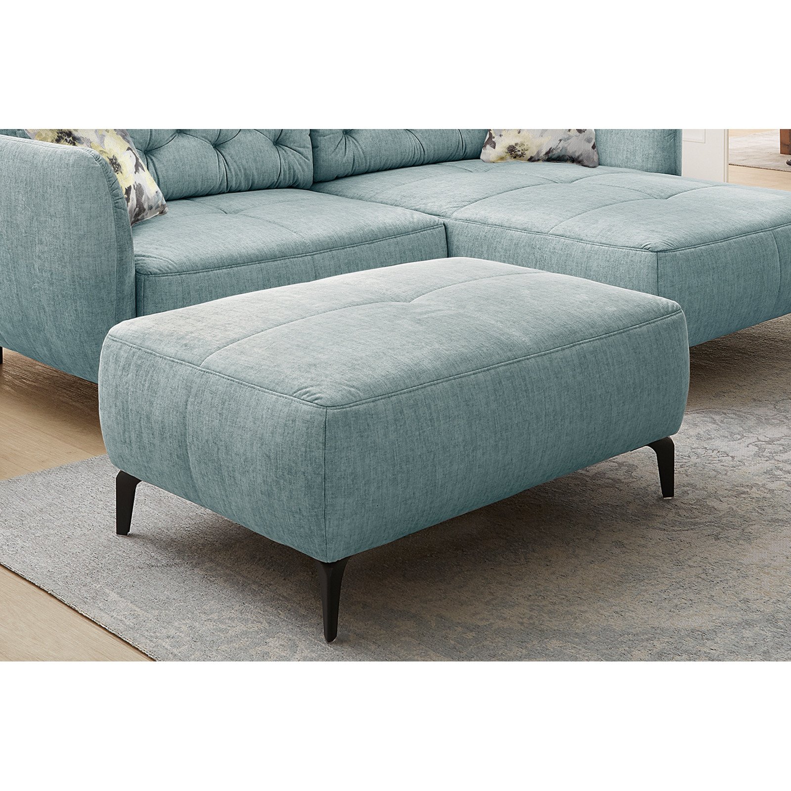 Hocker Oslo Stoff Velours-Optik hellblau