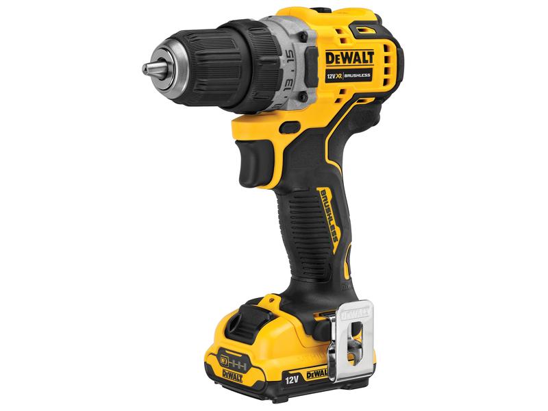 DEWALT Akku-Bohrschrauber 12 V, 2 x 2 Ah Akku, Kit Handlicher Akku-Bohrschrauber mit bürstenlosem Motor