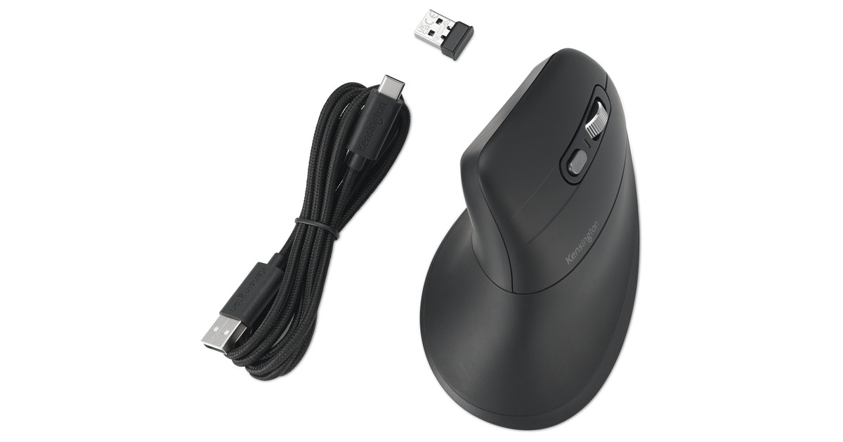 KensingtonPro Fit Ergo MY630 EQ Rechargeable Mouse  (Zwart, 1000 - 2400 DPI, Bluetooth, 2.4 GHz)