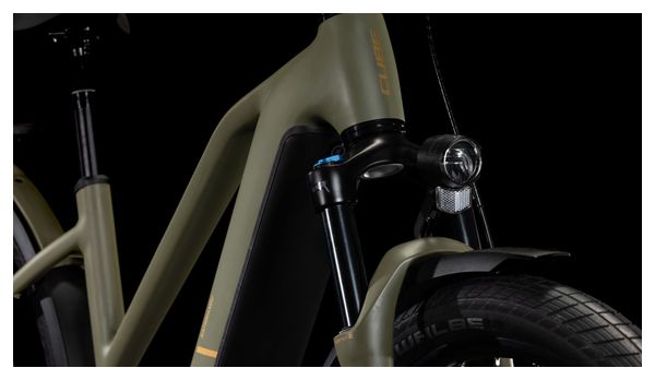 VTC Électrique Cube Kathmandu Hybrid Pro 800 Trapeze Shimano Cues 11V 800 Wh 700 mm Vert Dusty Olive 2025