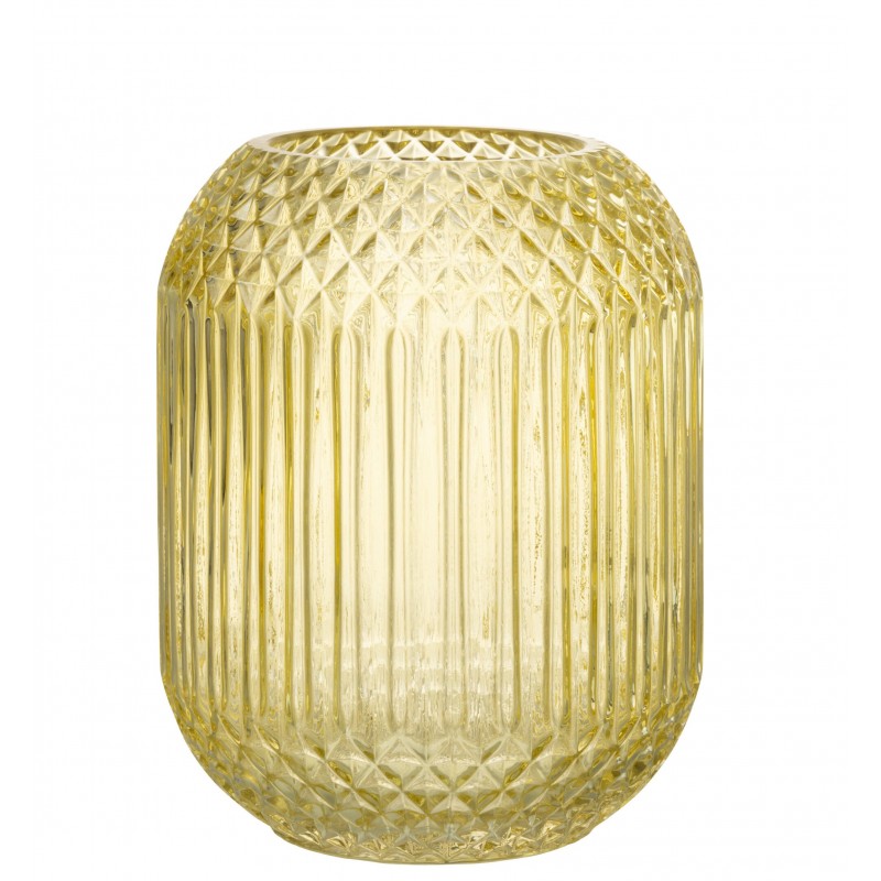 Vase droit en verre jaune l18*l18*h19cm