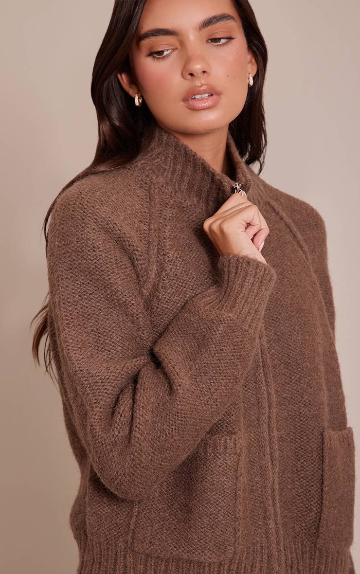 Chocolat Cardigan En Maille Zippé Avec Détail De Poches