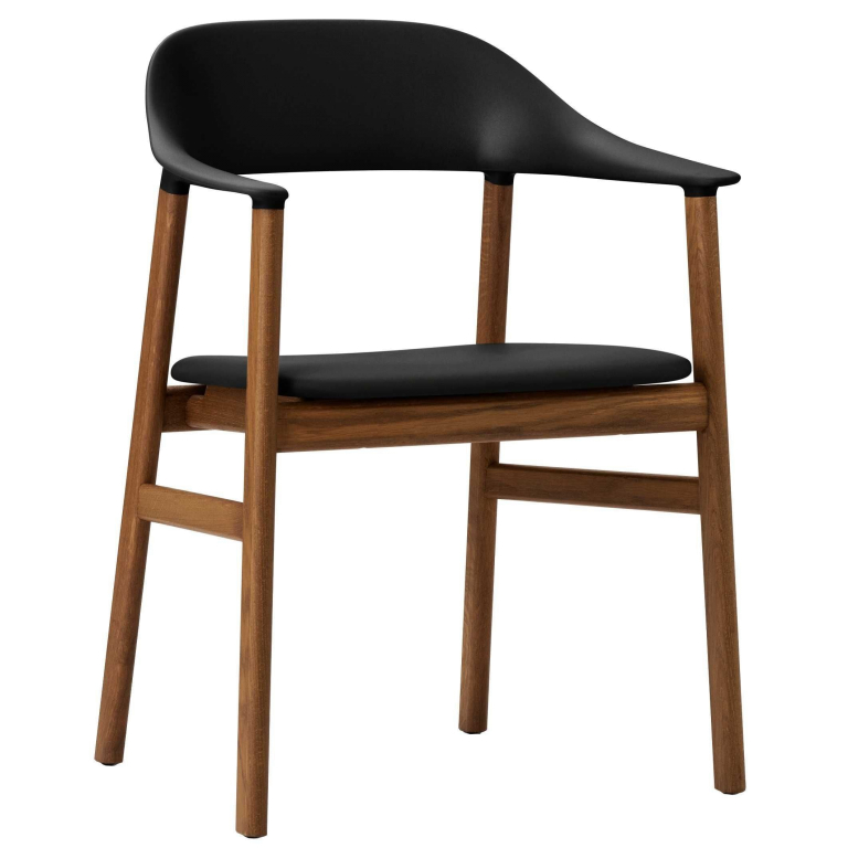 Normann Copenhagen Herit Armchair Smoked Oak stoel Spectrum leer zwart