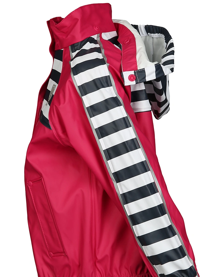 Regenjacke RAGLAN STRIPED mit abnehmbarer Kapuze in pink