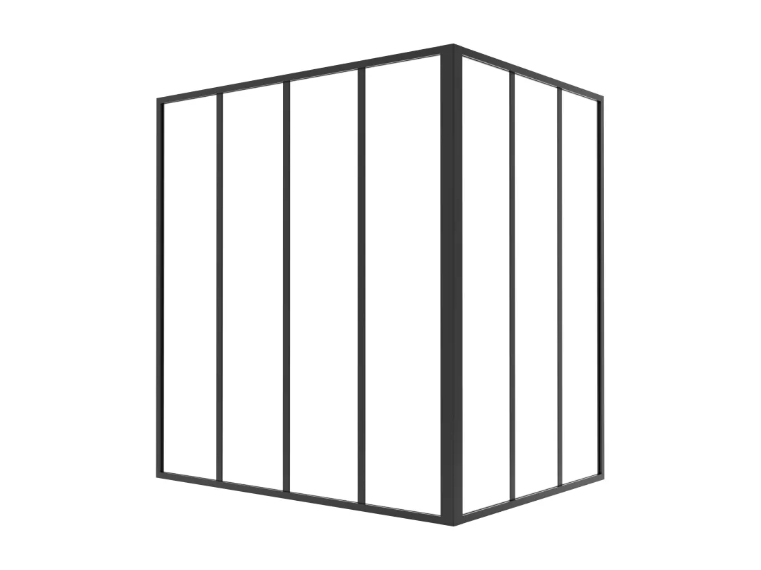 Verrière d'angle d'atelier en aluminium thermolaqué - L120 x L90 x H130 - Noir - BAYVIEW
