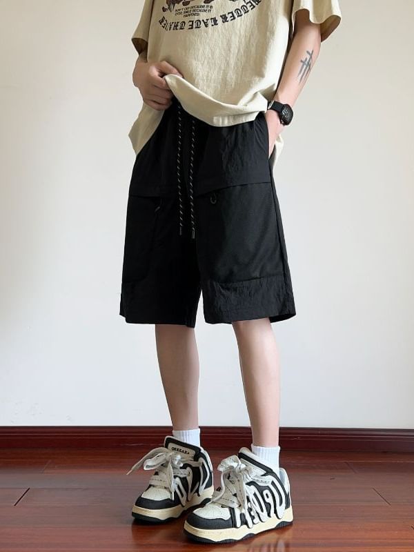 Obikan - Effen cargoshorts met trekkoordtaille