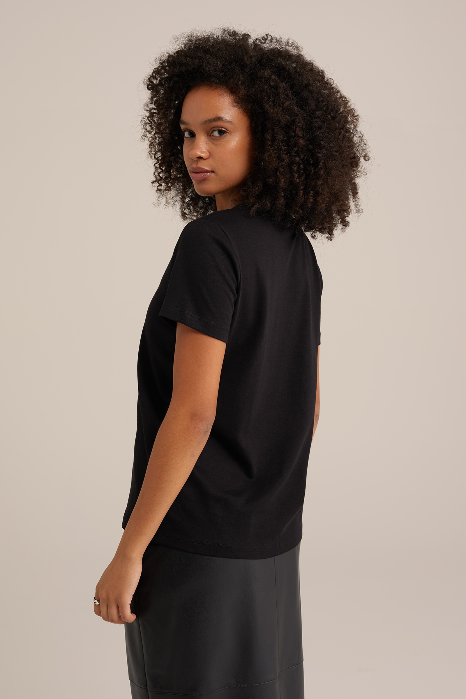 T-shirt van katoen WE Fashion Zwart