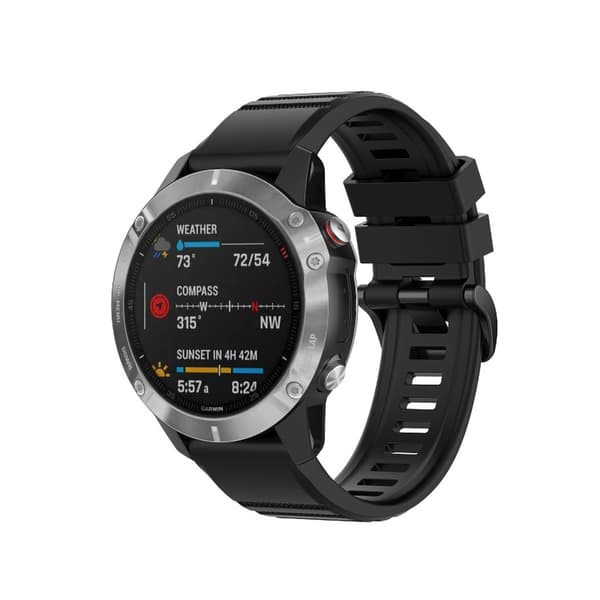 Armbånd i silikon til Garmin Fenix ​​​​6X - 26mm - Svart