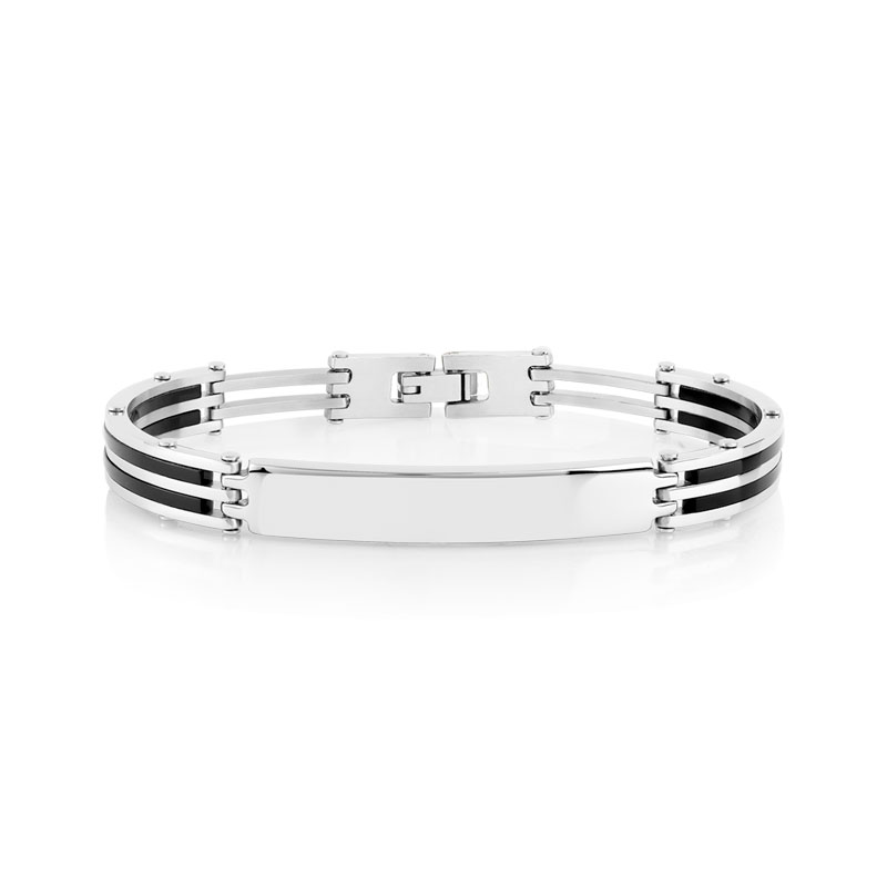 Bracelet identité acier acrylique personnalisable 19 cm