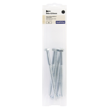 GAMMA houtdraadbout M8 x 120 mm verzinkt 6 stuks
