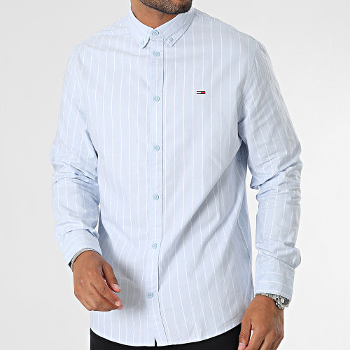 Chemise Manches Longues A Rayures Classic Oxford Stripe 7244 Bleu Clair