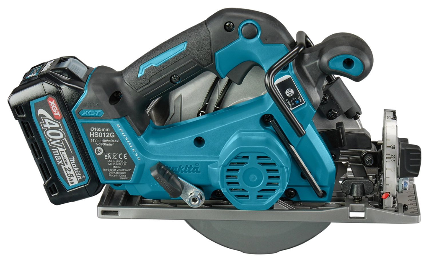 Makita HS012GD201 XGT 40V Li-Ion accu cirkelzaag set (2x 2,5Ah accu) in Mbox - 165 mm