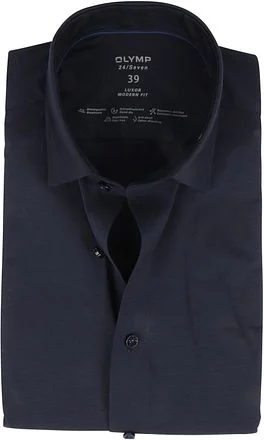 OLYMP Luxor Jersey Stretch Overhemd 24/Seven Navy 120264-18 kopen