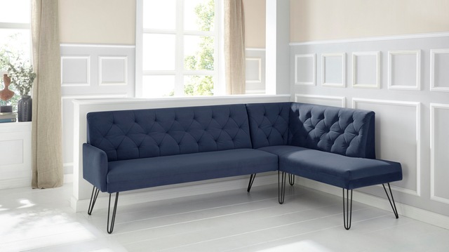exxpo - sofa fashion Eckbank »Doppio, Chesterfield Optik, komfortabel und bequem, hohe Designfüsse« Frei im Raum stellbar