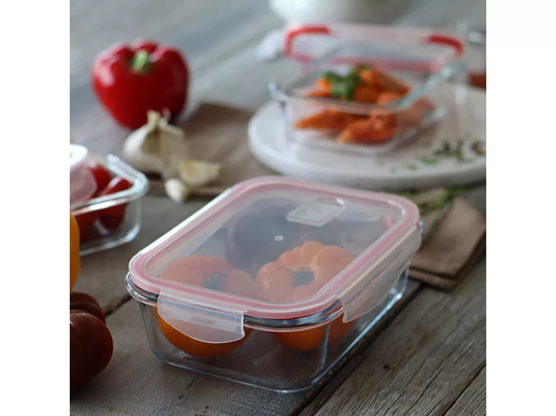 Menastyl - Lot 6 Boites Hermetiques Rectangulaire Clementine 630ml En Verre