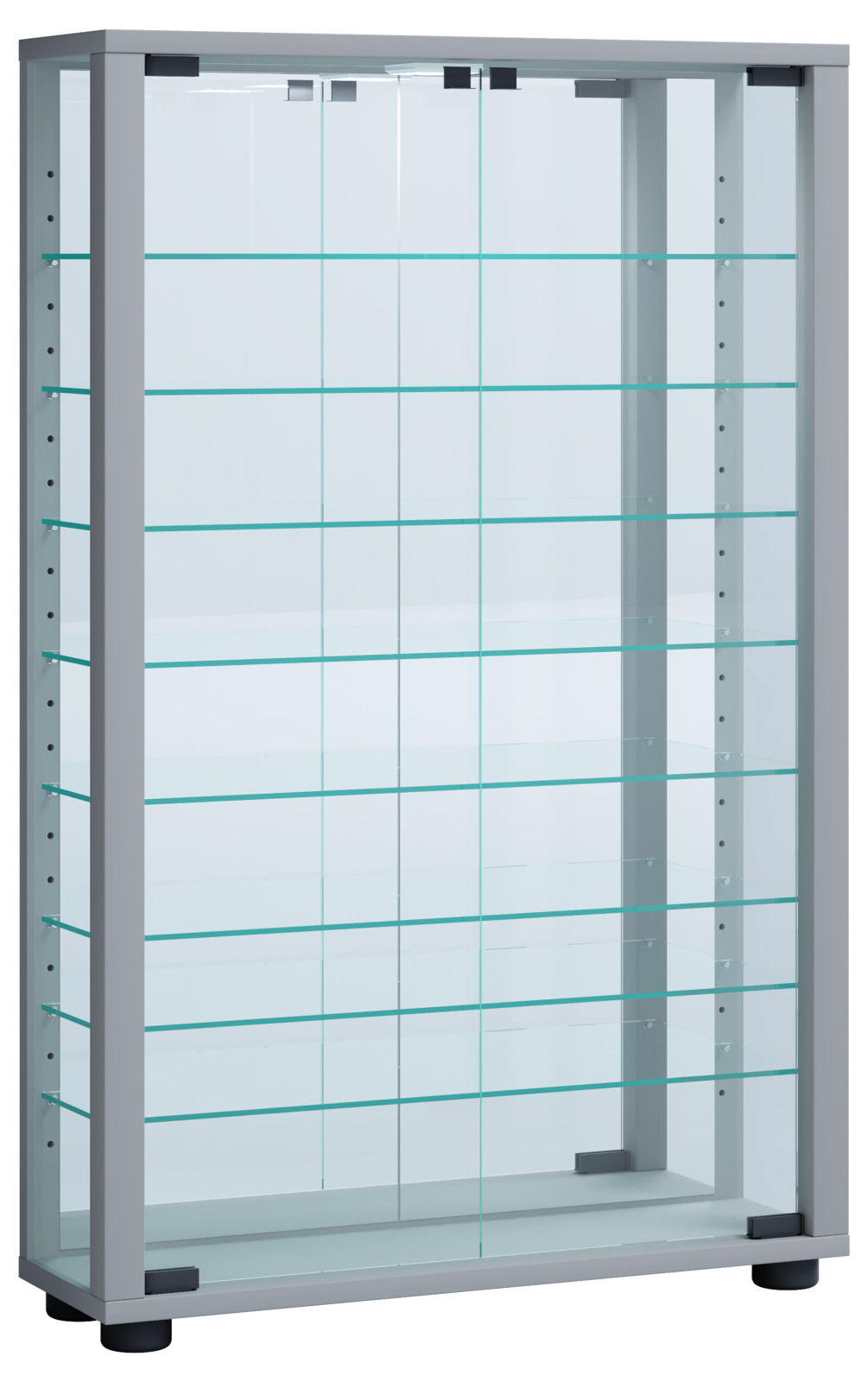 Wandvitrine VITROSA MINI - silber - mit Rückwandspiegel - 59 cm