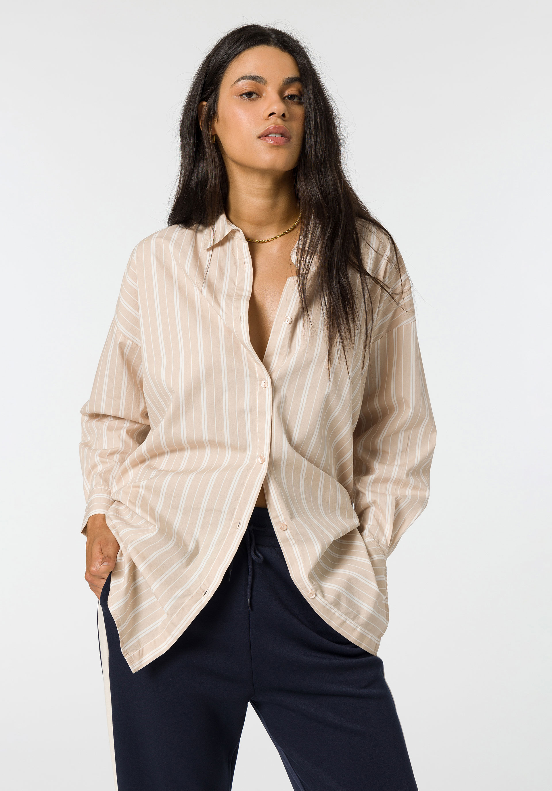 Camisa de Popelina às Riscas