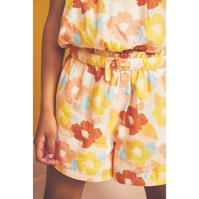 Ensemble 2 pièces imprimé fleurs retro pour fille - Rose