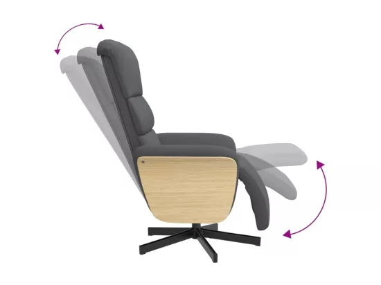 Fauteuil inclinable avec repose-pieds gris foncé tissu