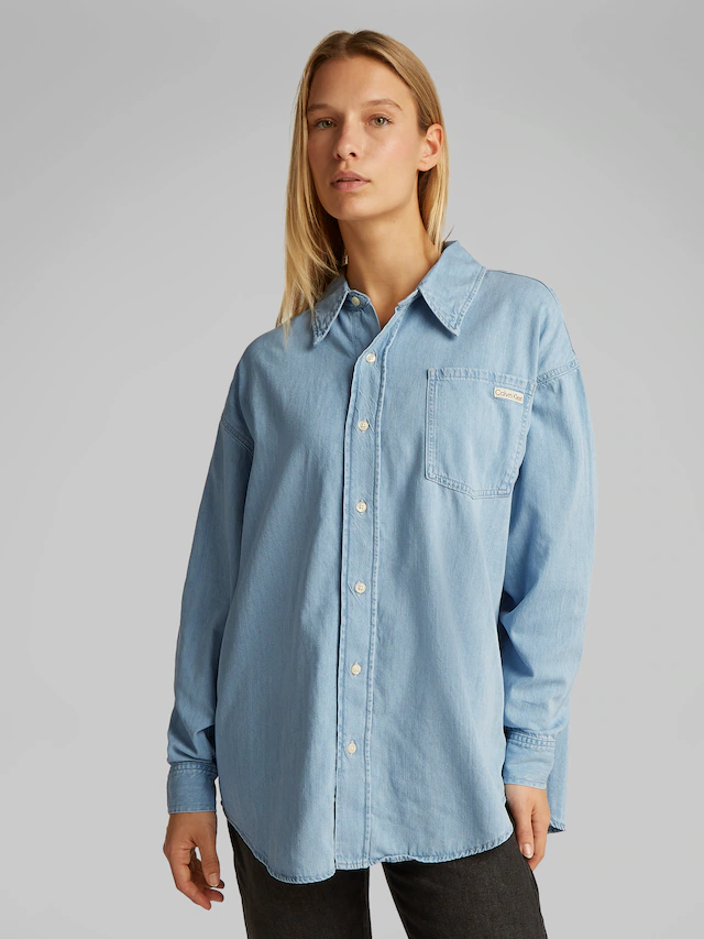 Calvin Klein Jeans Jeansbluse »OVERSIZED LS DENIM SHIRT« mit Logostickerei