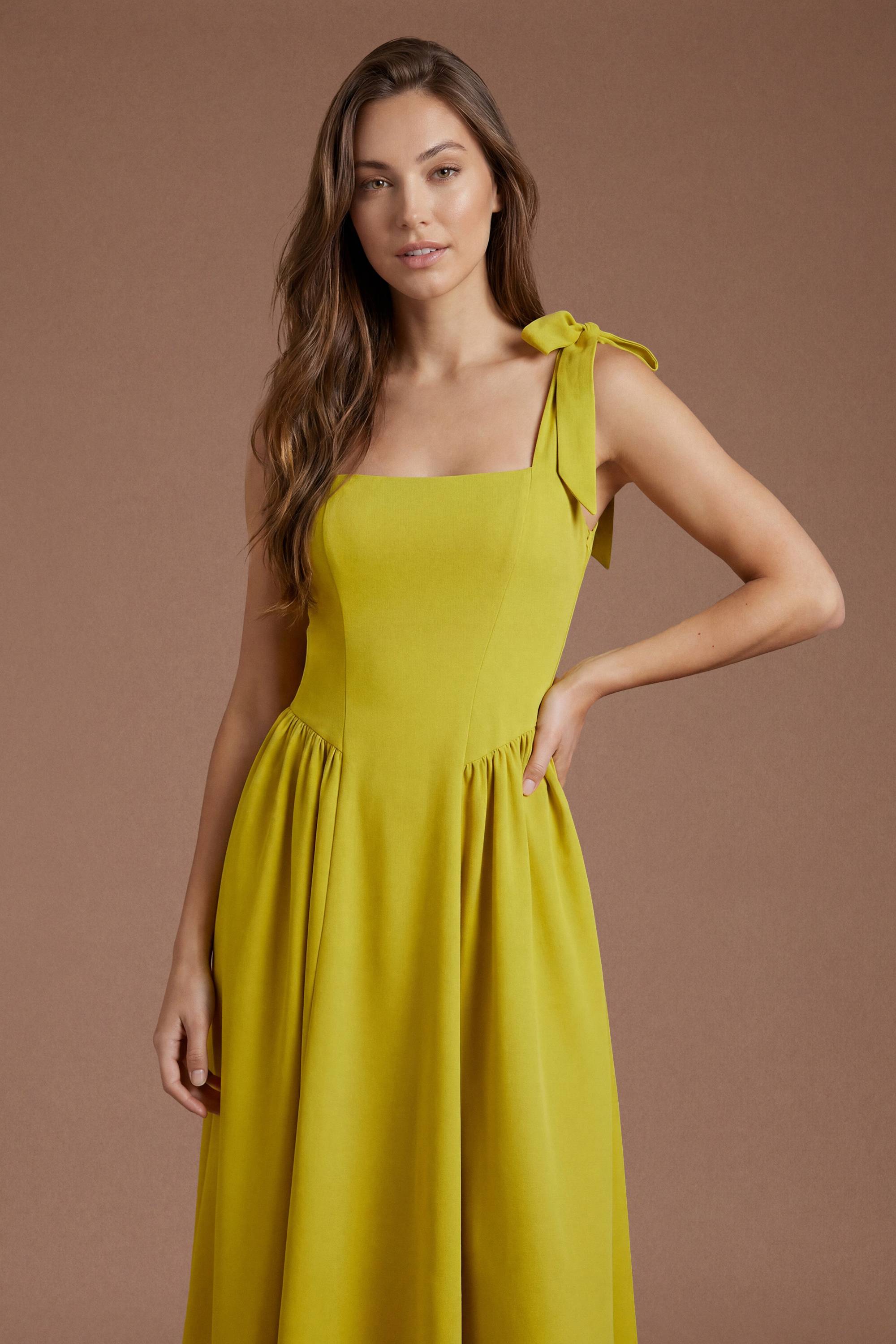 Coast Robe Midi Sans Manches En Crêpe Avec Bretelles À Détail Nœud