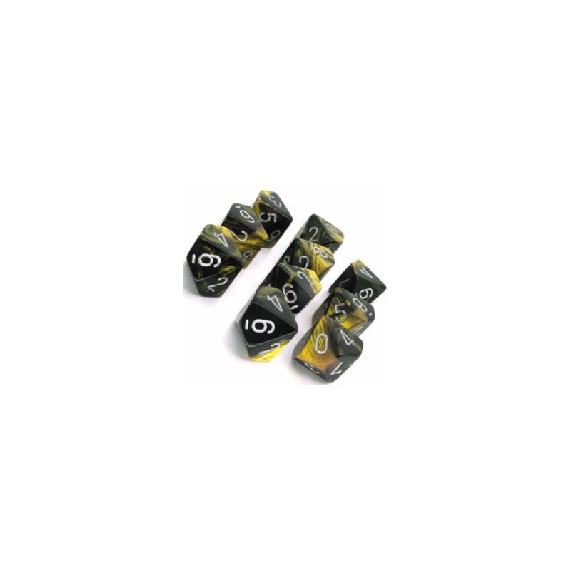 10 dés 10 *GEMINI* NOIR ET OR / BLACK AND GOLD