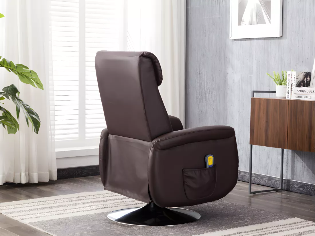 Fauteuil massant KOSTAS en simili - Marron