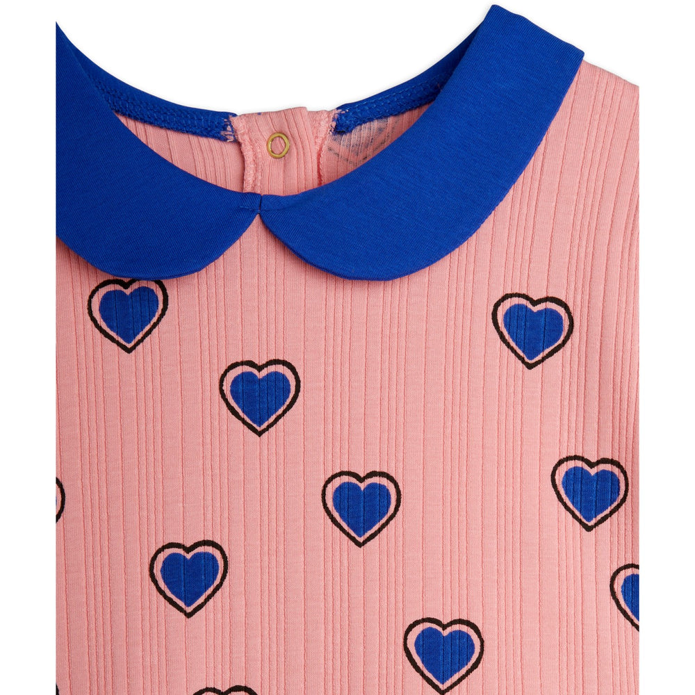 Køb Mini Rodini Pink Outlined Hearts AOP Kjole