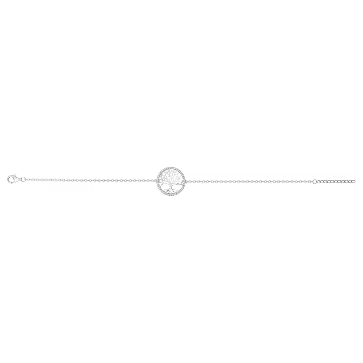 Bracelet souple mono-motif en Argent avec oxyde de zirconium blanc