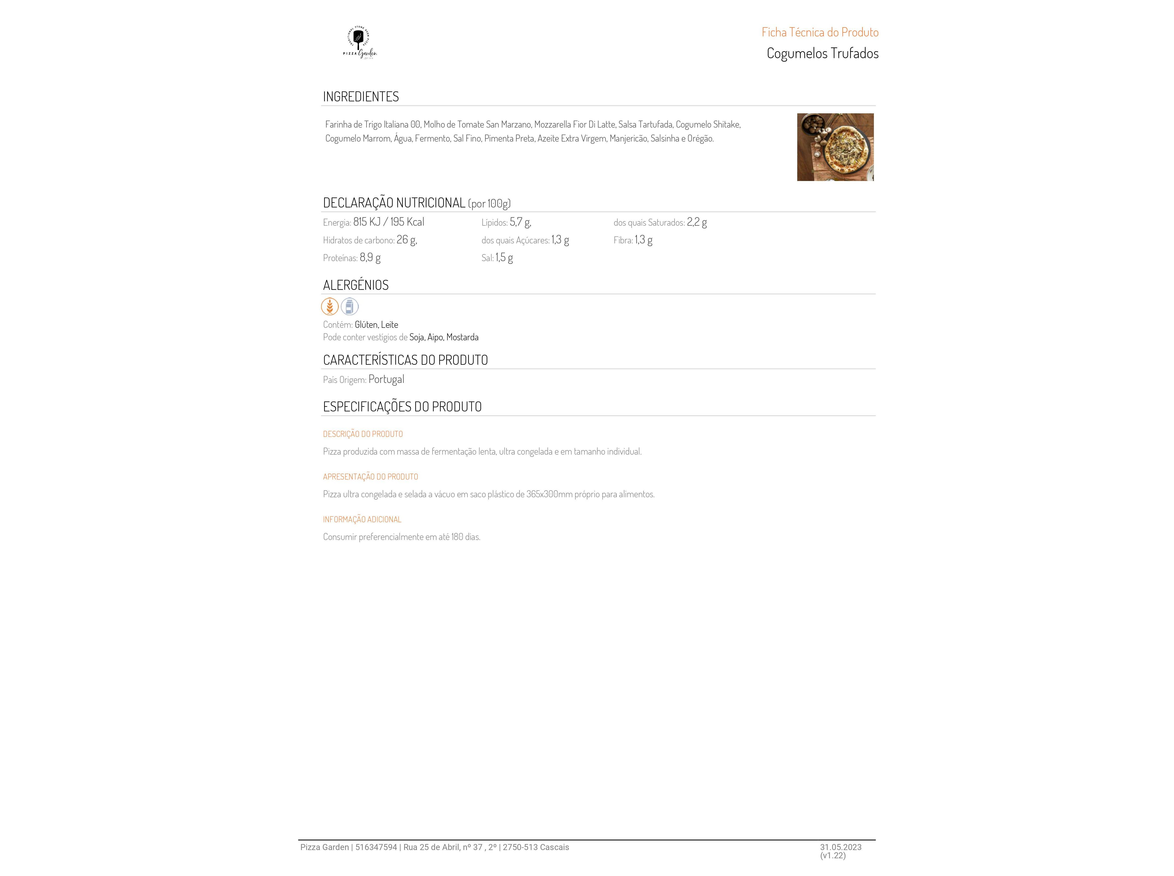 PIZZA GARDEN COGUMELOS TRUFADOS 445G