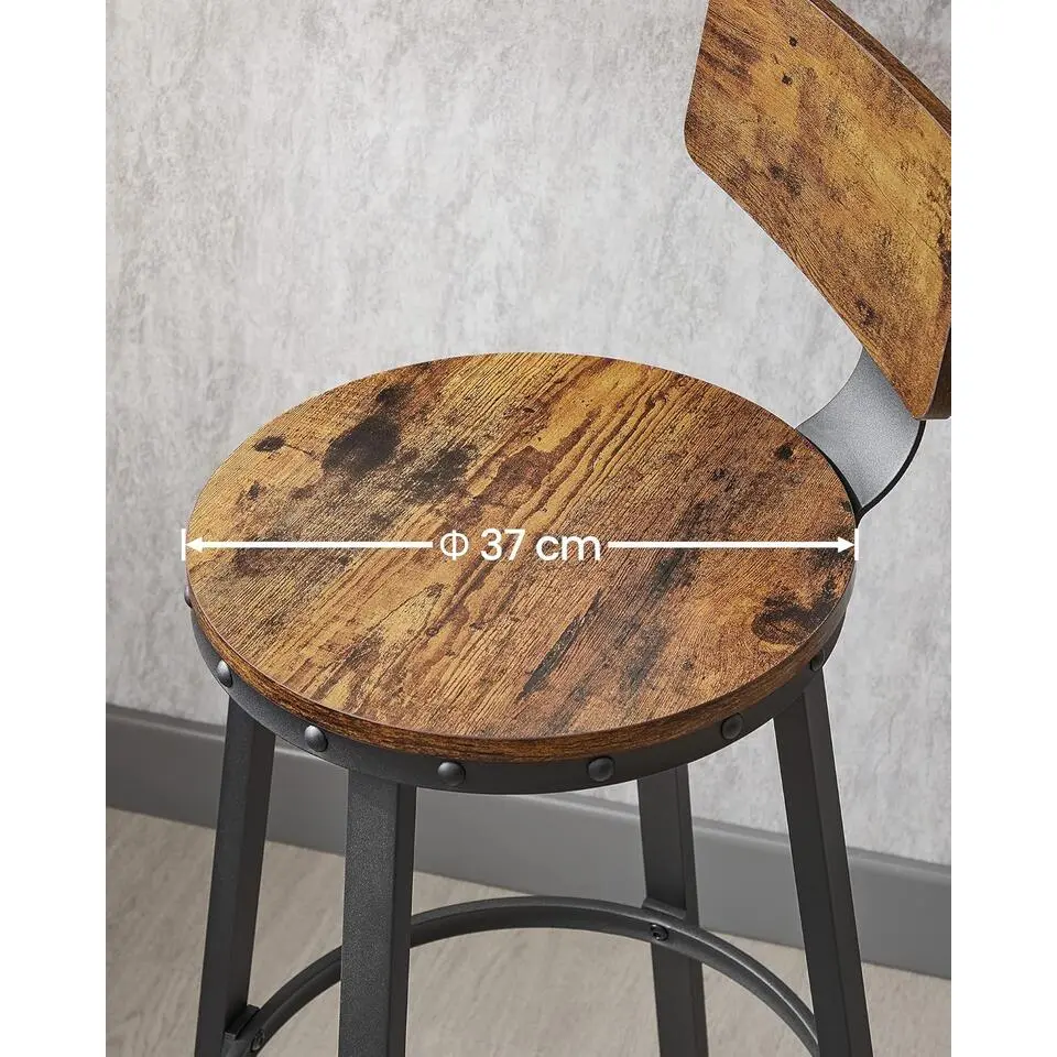 Set van 2 barkrukken - industrieel ontwerp - vintage bruin