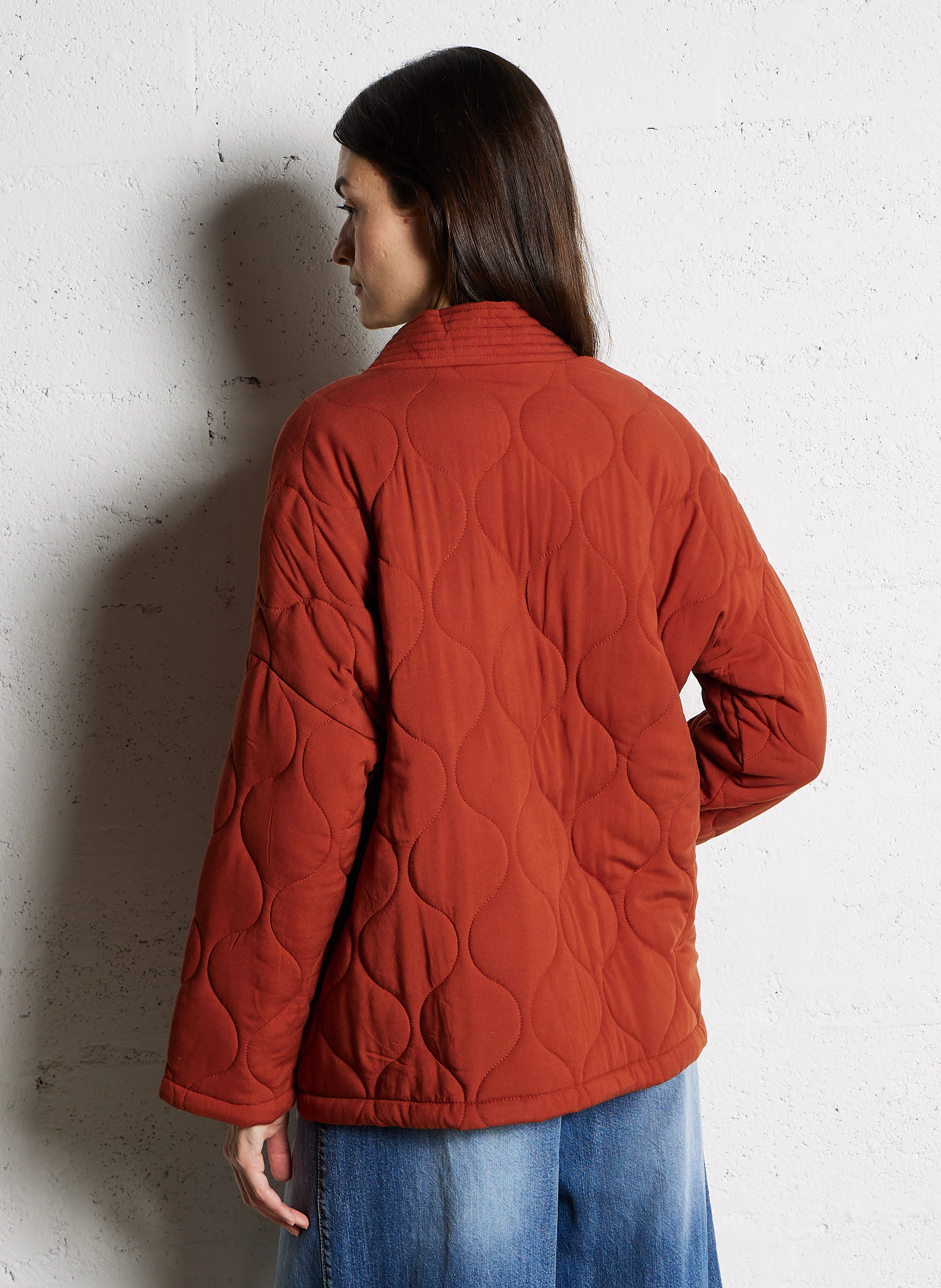 VOLITA - Veste ample col châle matelassé | Rouge