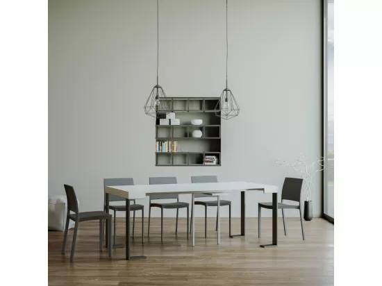 Console extensible 90x40/300 cm Tecno Frêne Blanc cadre Anthracite