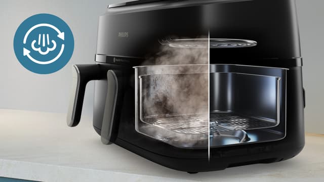 Philips 5000 Series Dual Basket airfryer med damp NA552/00 (sort)