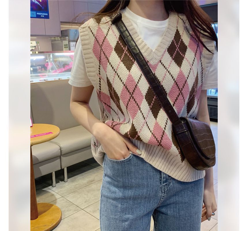 Amyway - V-hals Argyle Trui Vest
