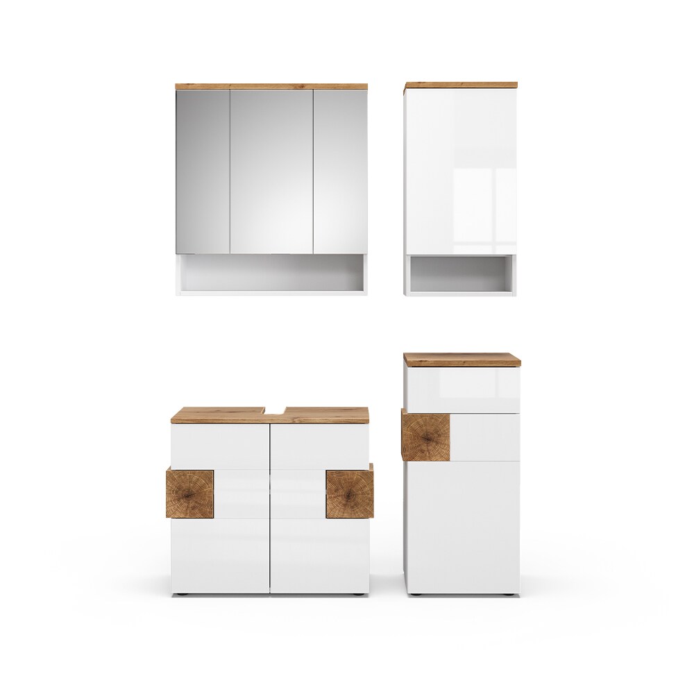 Vicco Badmöbel-Set Badezimmer-Möbel Bad-Schrank Eden Weiß Artisan modern Badezimmerschrank Waschbeckenunterschrank Spiegelschrank Hängeschrank Midischrank Schranktür Schrankfach