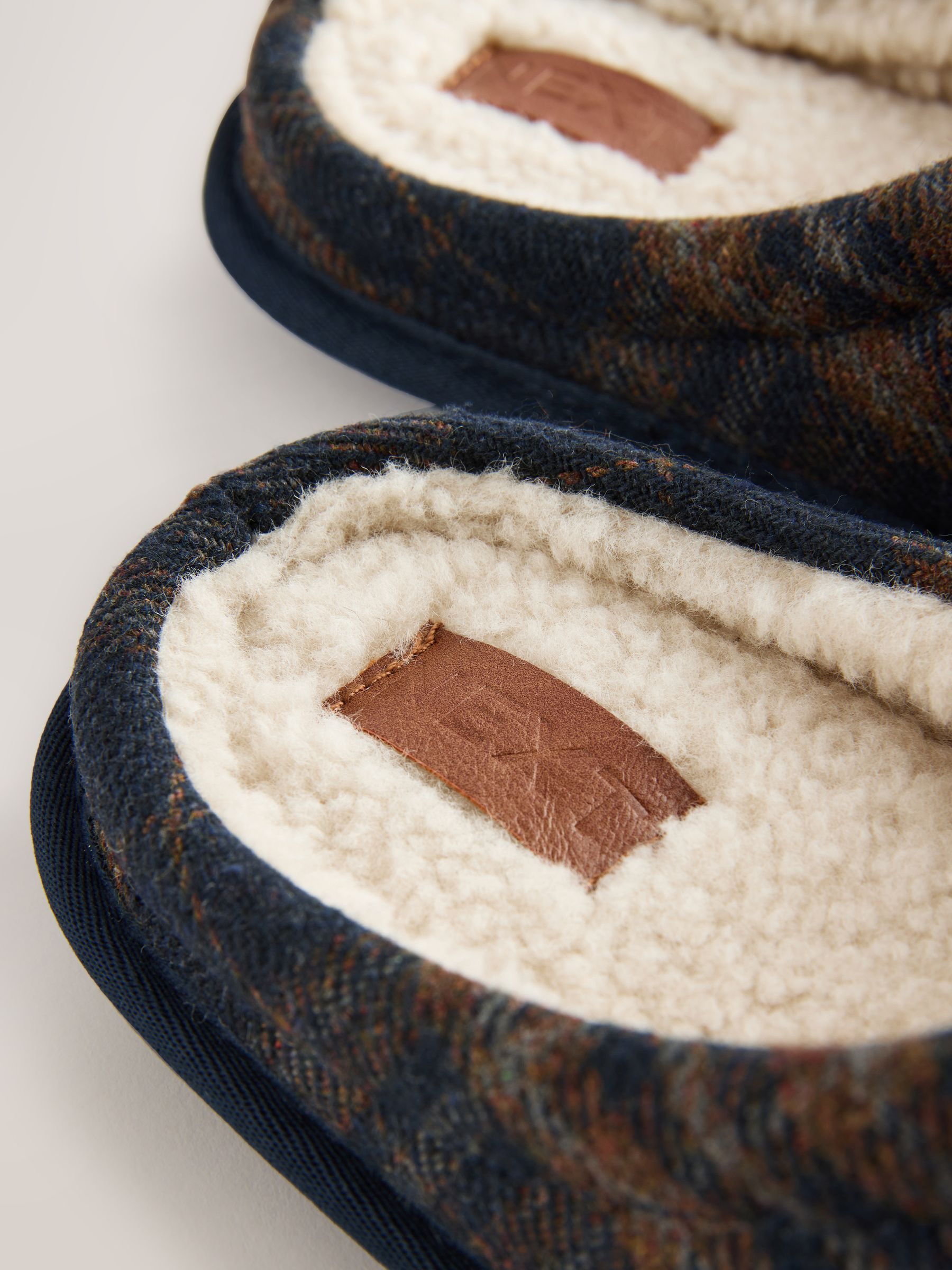 Marineblauw - Pantoffelmuiltjes met ruitjes