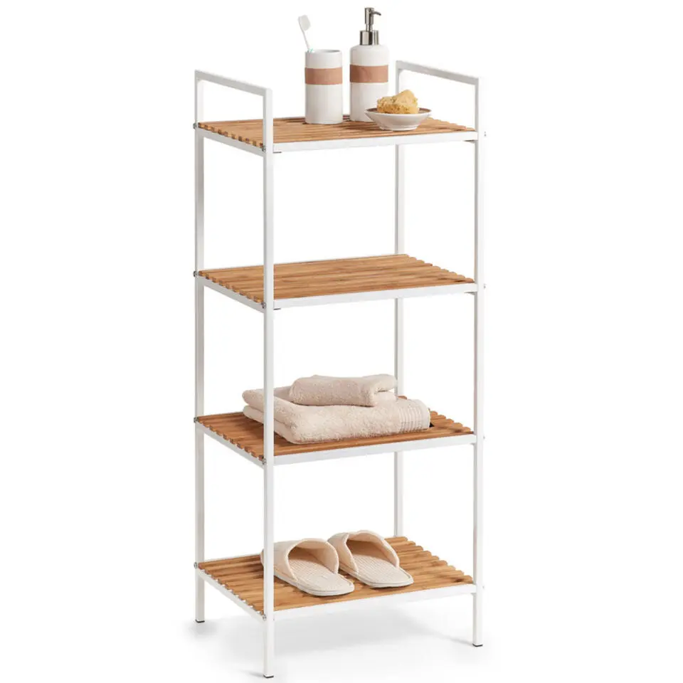 Zeller Badkamerkastje - 4 planken - wit - hout - 39 x 95 cm