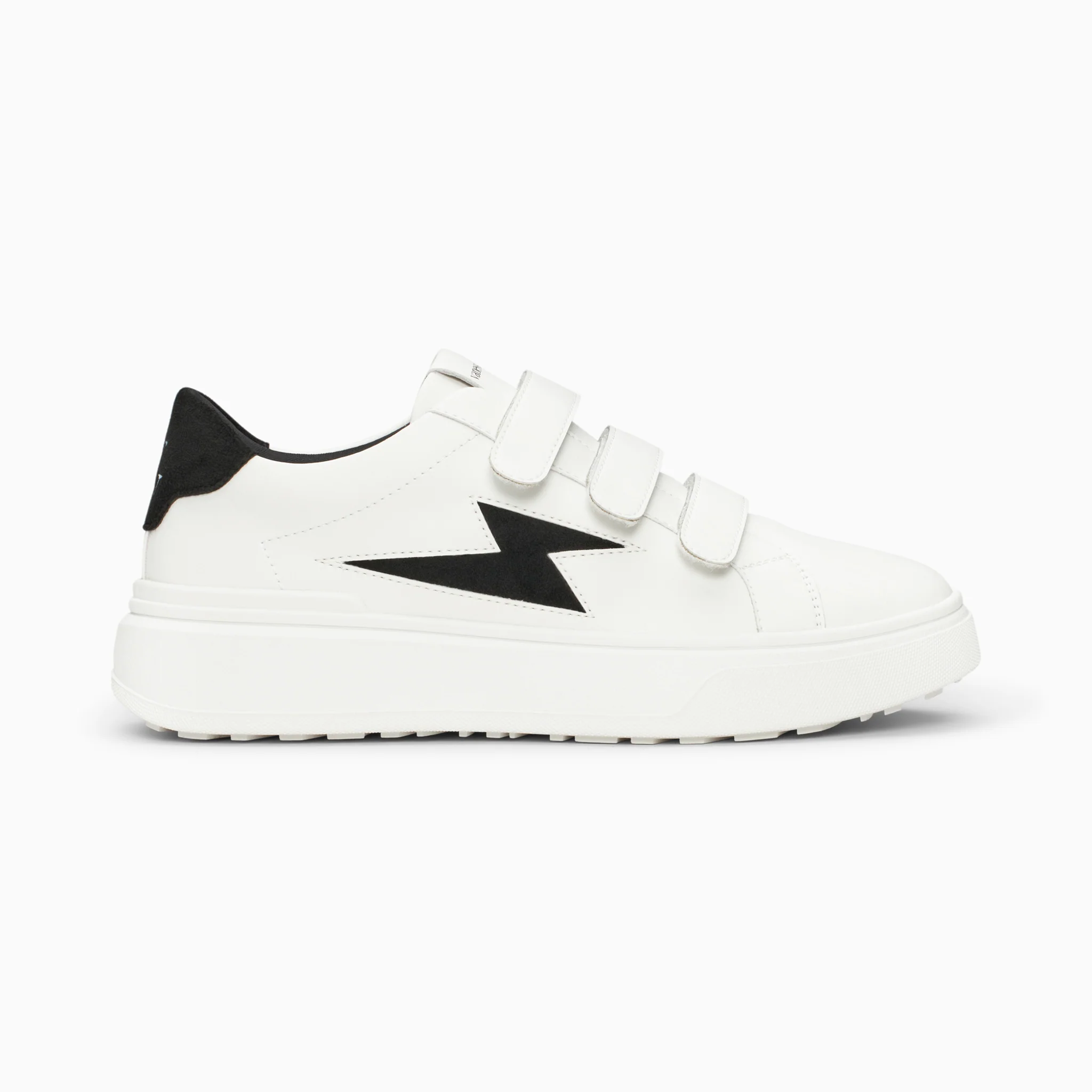 Sneakers-Baskets éclair Fanny blanc et noir à scratchs