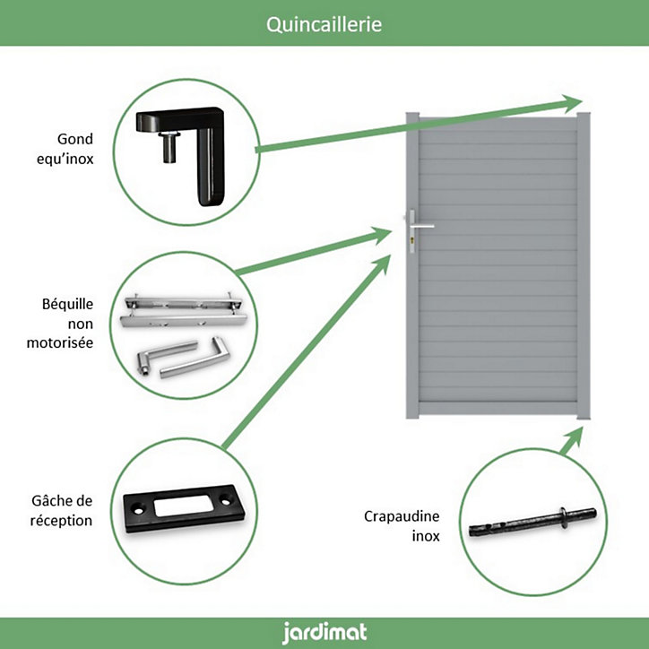 Portillon Jardimat aluminium Auteuil gris 100 x h.160 cm